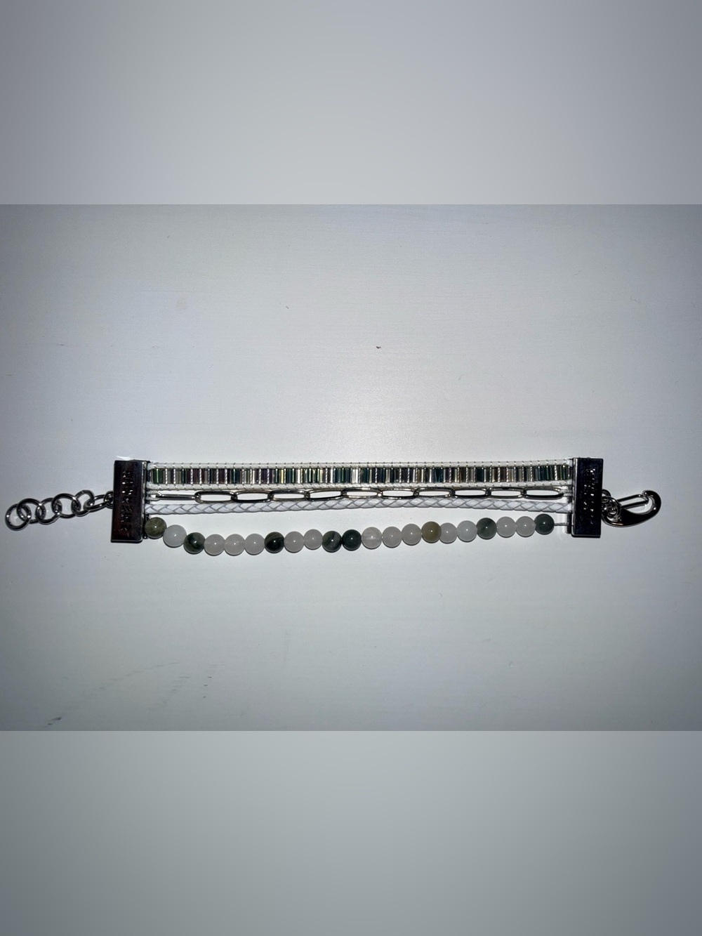 Multistrand Silver-Tone Beaded Bracelet